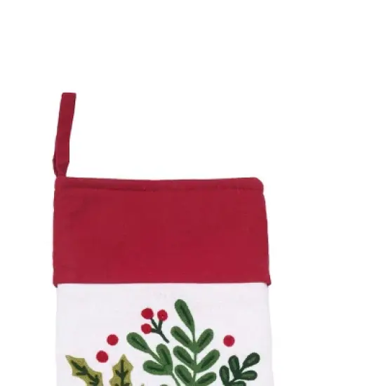 C&F Home 8.5" x 20" Botanical Holly Leaves Berries Branch Christmas Stocking image {1}