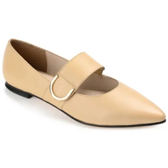 Journee Signature Womens Genuine Leather Emerence Loafer Pointed Toe Slip On Flats image {12}