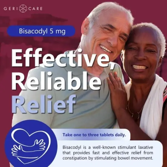Geri Care Bisacodyl 5mg Stimulant Laxative Enteric Coated Relief Tablets, 100 Count image {4}