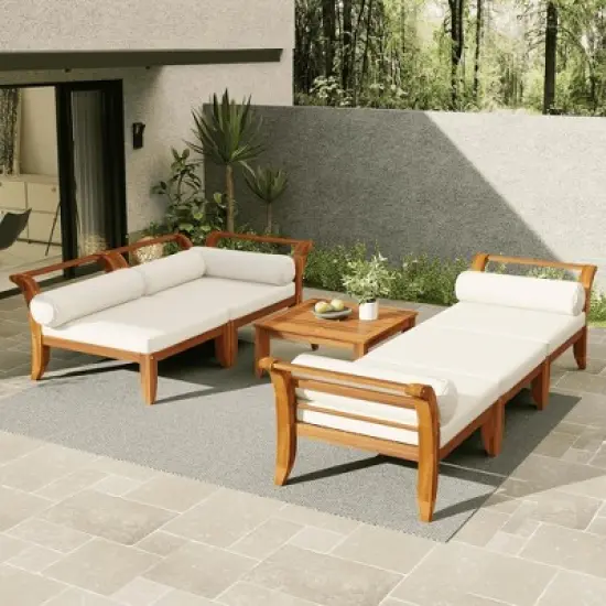 Whisen 6-Piece Patio Set with Daybed, Tea Table & Ottoman image {15}