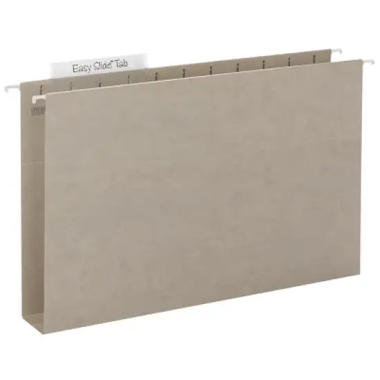 Smead TUFF  Hanging Box Bottom Folder with Easy Slide  Tab, 2" Expansion, Legal Size, Steel Gray, 18 Per Box (64340) image {2}