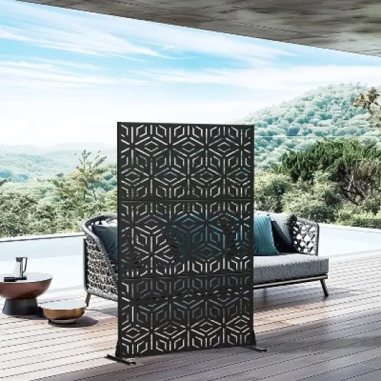 PexFix 72 in. H x 47 in. W Outdoor Metal Privacy Screen Web Pattern in Black image {4}