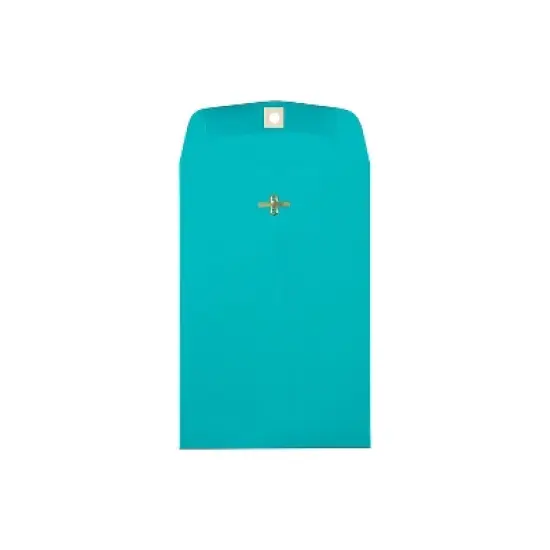 JAM Paper 6 x 9 Open End Catalog Colored Envelopes with Clasp Closure Sea Blue Recycled 25/Pack image {1}