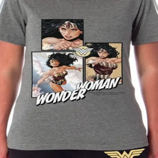 DC Womens' Comic Wonder Woman Sleep Pajama Set Crewneck Shirt and Pants Multicolored image {2}