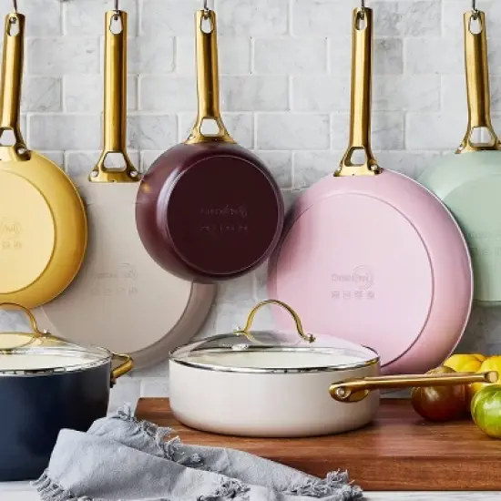 GreenPan Reserve 12" Frypan with Helper Handle & Lid Blush image {5}