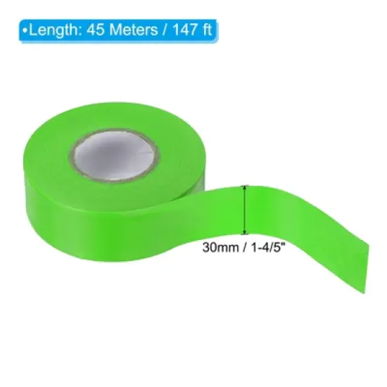 Unique Bargains PVC Non-Adhesive Flagging Tapes for Trail Outdoor 2 Pcs Green 1-1/5" x 147 ft image {1}