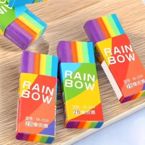 HTUTWOO 20-Pack Rainbow 2b Pencil Erasers Soft Pvc Material Non-Feathered Stationery For Writing Drawing Office Study Supplies image {4}