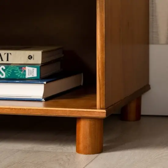 Set of 2 Katie Transitional Tray Top 1 Drawer Solid Wood Nightstands Caramel - Saracina Home image {5}