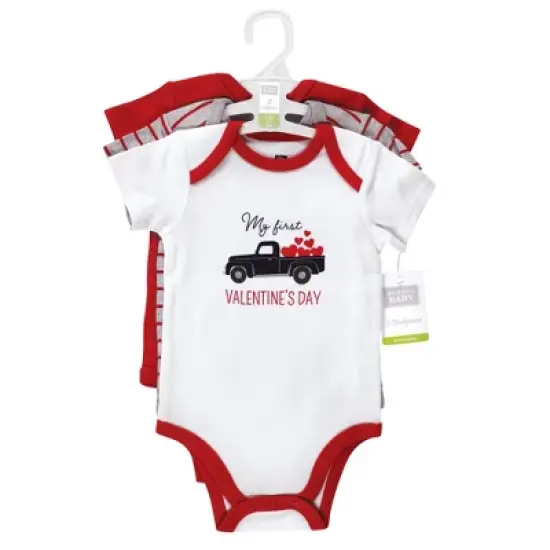 Hudson Baby Infant Boy Cotton Bodysuits, Valentine Truck image {1}