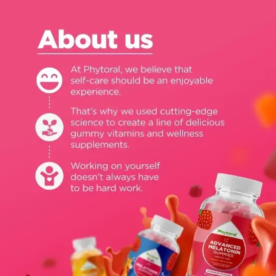 Melatonin Gummies for Kids, Deep Sleep Supplement Gummies & Mood Support for Kids, Strawberry Flavor, Phytoral, 60ct image {6}