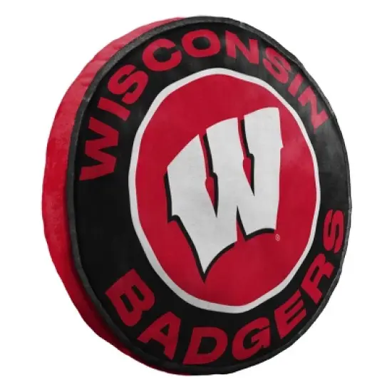 15" NCAA Wisconsin Badgers Cloud Pillow: Team Logo Round Plush image {3}