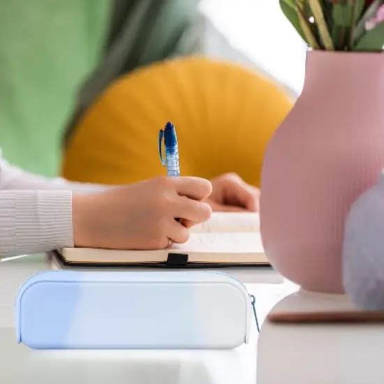 Boersma Blue Pencil Case &ndash; Large Capacity Waterproof Silicone Pen Pouch, Aesthetic Stationery Organizer for School, Office, Teen Boys & Girls image {2}