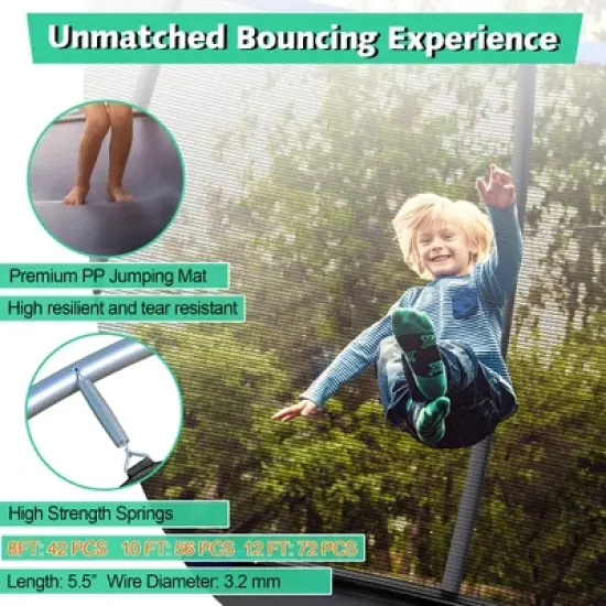 Costway 8FT Recreational Trampoline w/ Ladder Enclosure Net Safety Pad Outdoor image {4}