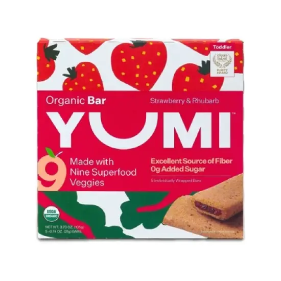 YUMI Organic Strawberry and Rhubarb Baby Snack Bars - 3.7oz/5ct image {7}