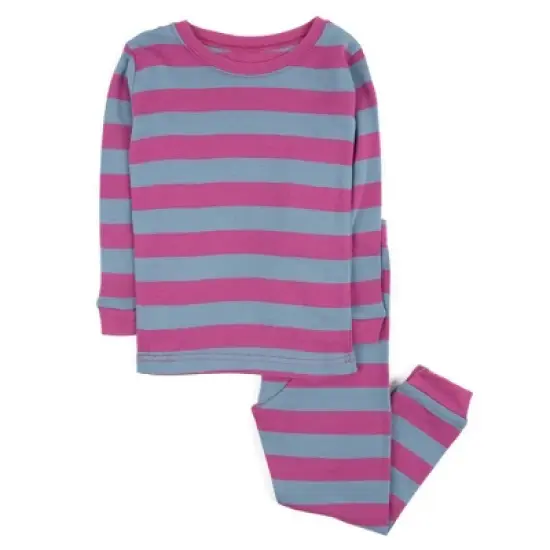 Leveret Kids Two Piece Cotton Striped Girls Pajamas image {10}