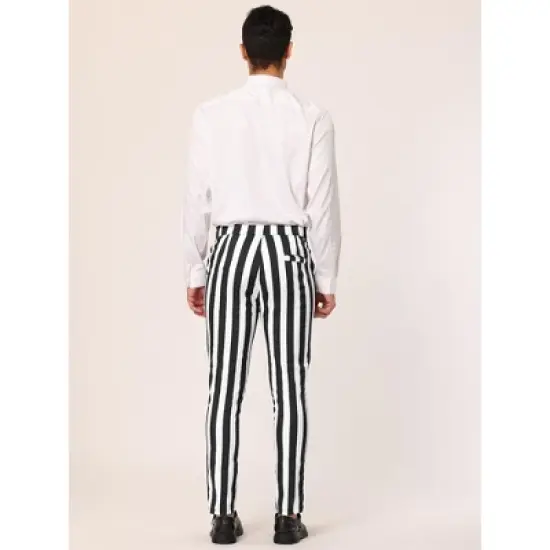 Lars Amadeus Men's Striped Casual Color Block Pants image {4}