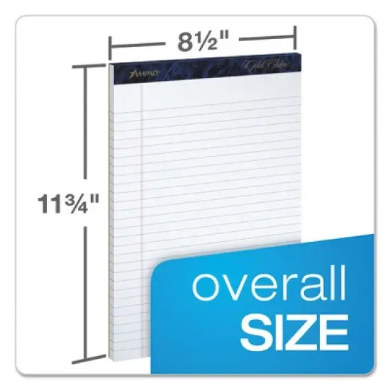 Ampad Gold Fibre Writing Pads, Wide/Legal Rule, 50 White 8.5 x 11.75 Sheets, 4/Pack image {1}