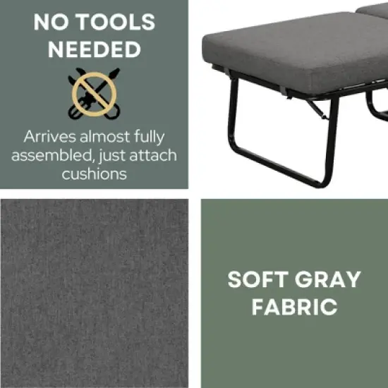 Designs4Comfort Folding Bed Ottoman Soft Gray Fabric - Breighton Home: Multi-Functional Sleeper, No Assembly Required image {4}