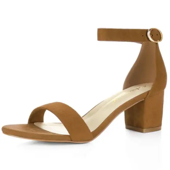 Allegra K Women's Open Toe Block Ankle Strap Heel image {15}
