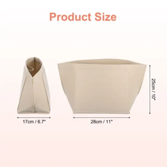 Unique Bargains Felt Makeup Bags and Organizers Multiple Compartments Purse Insert image {1}