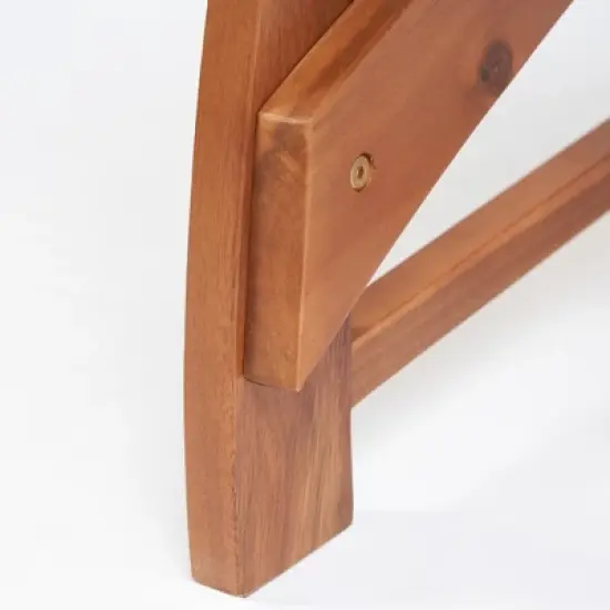 Outsunny 4 Piece Patio Furniture Set, 2 Chairs with Cushions & Ottomans, Slatted Acacia Wood Seat & Backrest, Cream White image {5}