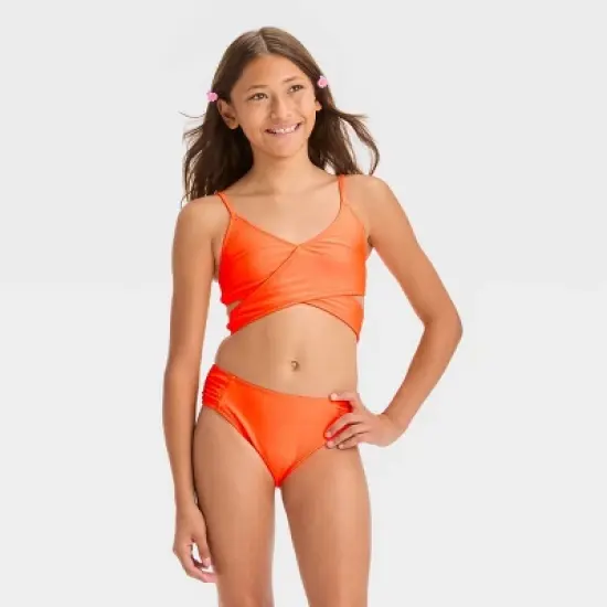 Girls' 'It&rsquo;s a Wrap' Solid Bikini Set - art class&trade; Orange image {3}