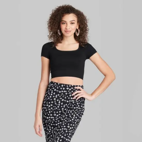 Women's Short Sleeve Square Neck Fitted Seamless T-Shirt - Wild Fable&trade; image {1}