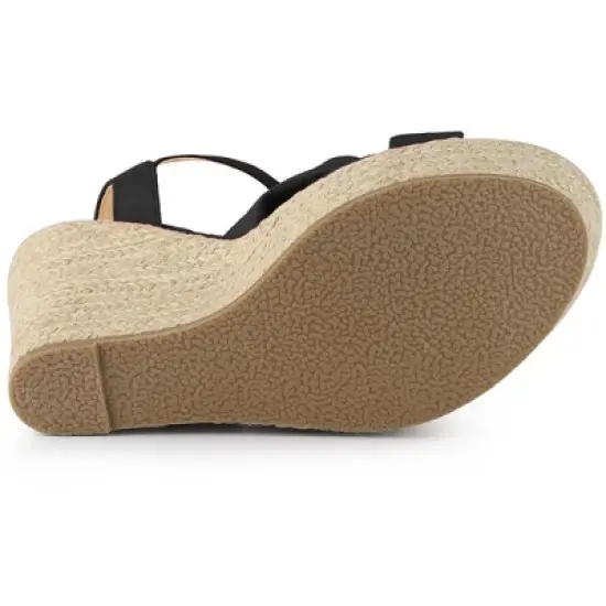 Allegra K Women's Platform Slingback Espadrille Wedge Heel Sandals image {5}