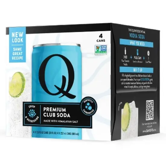 Q Mixers Club Soda - 4pk/222ml Cans image {1}