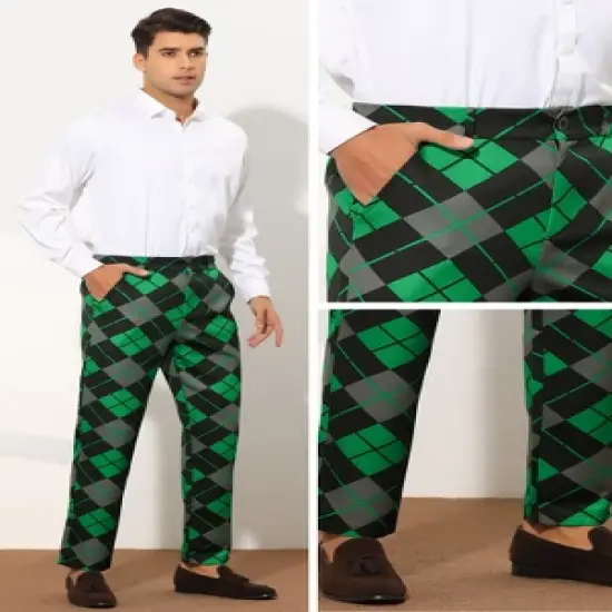 Lars Amadeus Men's Regular Fit Flat Front Colorful Printed Pants image {4}