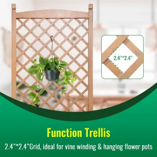 FDW Planter with Trellis Planter Box with Trellis Raised Garden Bed with Trellis Raised Garden Beds for Outdoor with Grid image {2}
