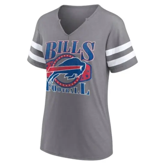 NFL Buffalo Bills Women's Gray Short Sleeve Split Neck T-Shirt image {3}