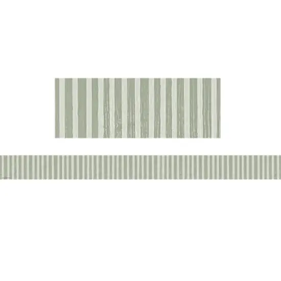 Teacher Created Resources&reg; Classroom Cottage Sage Green Stripes Straight Border Trim, 35 Feet Per Pack, 6 Packs image {1}