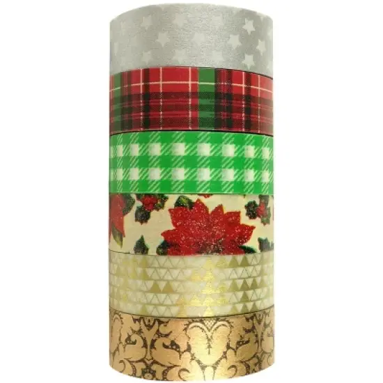 Wrapables Japanese Washi Masking Tape, Christmas Collection (Set of 6) image {5}