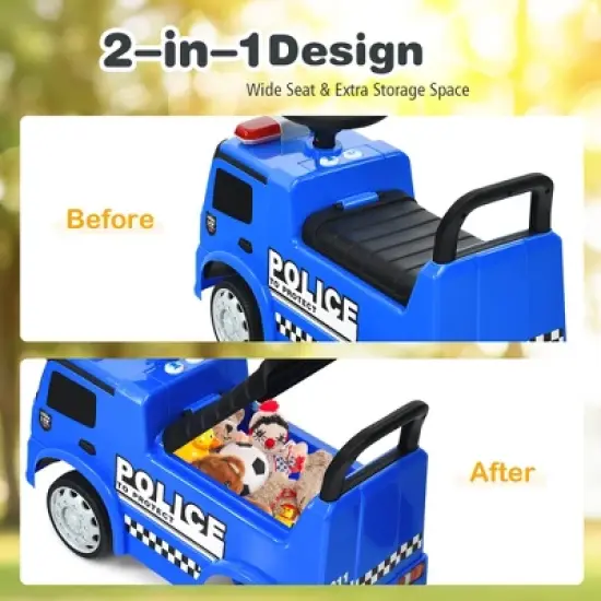 Costway Kids Ride On Push Police Car Licensed Mercedes Benz Push and Ride Racer image {7}