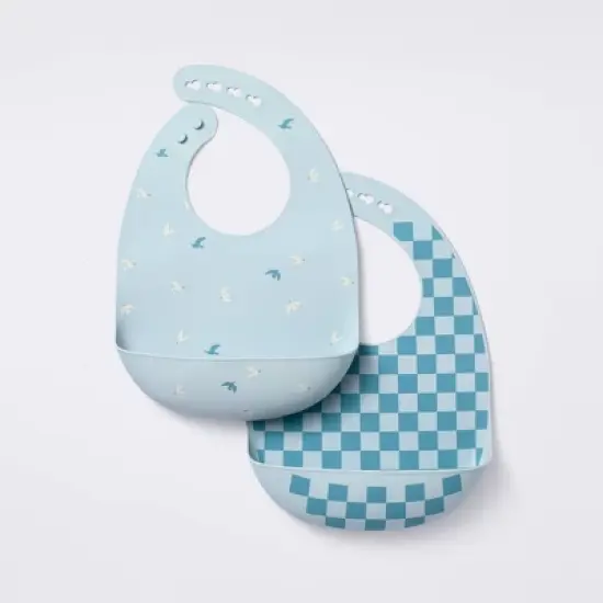 Silicone Bibs - 2pk - Birds/Checker - Cloud Island&trade; image {4}