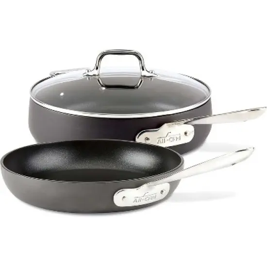 All-Clad HA1 Hard Anodized Nonstick Saute Pan with Lid and Fry Pan Set 4 Quart, 10 Inch image {5}
