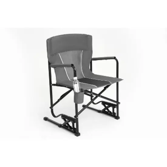 DOMETOUR Freestyle Rocker Camping Chair, Portable Folding Rocking Chair with Armrests, Drink Holder & Comfortable Backrest - Grey image {5}
