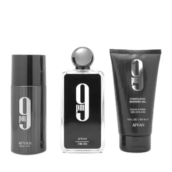 Afnan 9 PM Luxury Perfume Gift Set for Men Eau De Parfum 3.4 Fl Oz with Deodorant (5.0 Oz) and Shower Gel (6.7 Oz) image {4}
