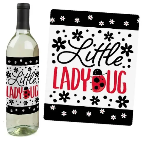 Big Dot of Happiness Happy Little Ladybug - Baby Shower or Birthday Party Decorations for Women and Men - Wine Bottle Label Stickers - Set of 4 image {5}