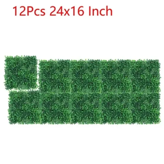 12PCS 24"x16" Grass Wall Artificial Boxwood Panels Wall Hedge Decor With Zip Tie image {6}