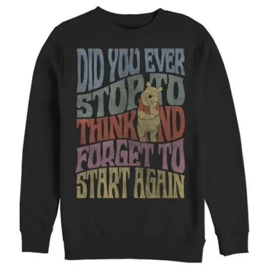 Men's Winnie the Pooh Distressed Did You Ever Stop to Think Quote Sweatshirt image {3}