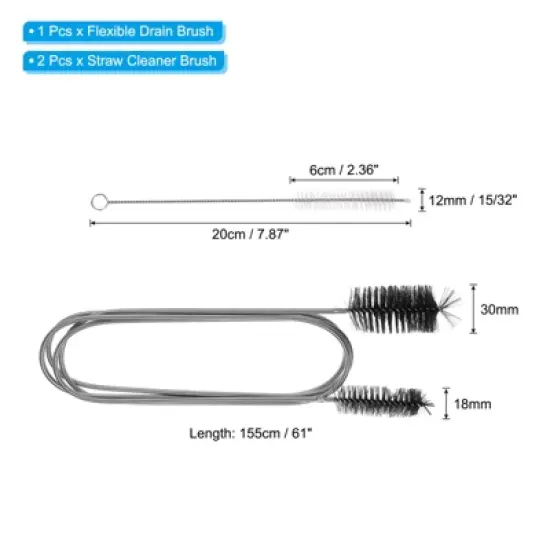 Unique Bargains Flexible Durable Rotatable Bristles Tube Cleaning Brush 1 Set image {1}