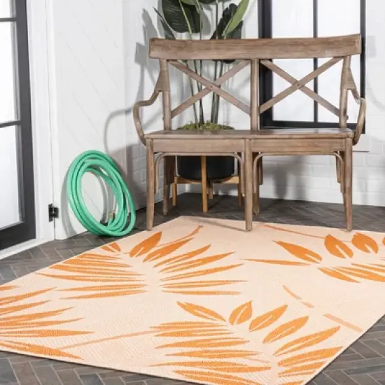 Havana Tropical Palm Leaf Indoor/Outdoor Area Rug - JONATHAN Y image {5}