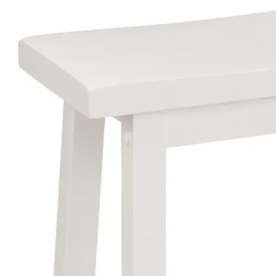 PJ Wood Classic Saddle-Seat 24" Tall Kitchen Counter Stools for Homes, Dining Spaces, and Bars w/Backless Seats, 4 Square Legs, White (6 Pack) image {4}