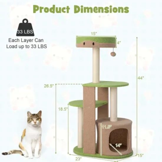 Costway 5-Tier Cat Tree Tower 44'' Cat Climbing Stand Perch with Sisal Scratching Posts image {3}