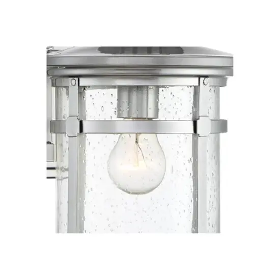 Franklin Iron Works Callaway Modern Industrial Outdoor Wall Light Fixtures Set of 2 Chrome Metal 11 3/4" Clear Seedy Glass for Post Barn image {8}