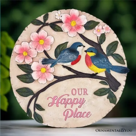 Blossoming Songbirds Positivity Stepping Stone, 9.5" Happiness Garden Decoration and Support Gift| OrnamentallyYou image {7}