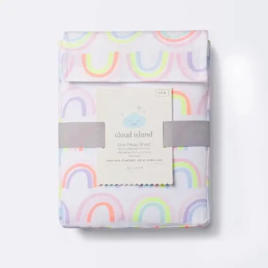 Fitted Crib Sheet Rainbows - Cloud Island&trade; - White image {4}