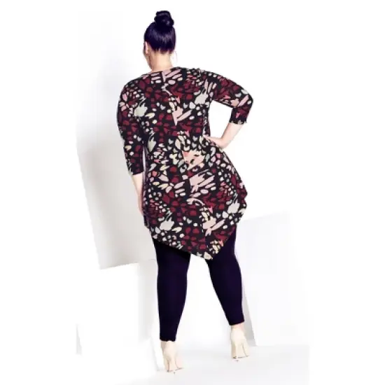 Women's Plus Size Rylee Hacci Print Tunic - black butterfly | ZIM & ZOE image {1}